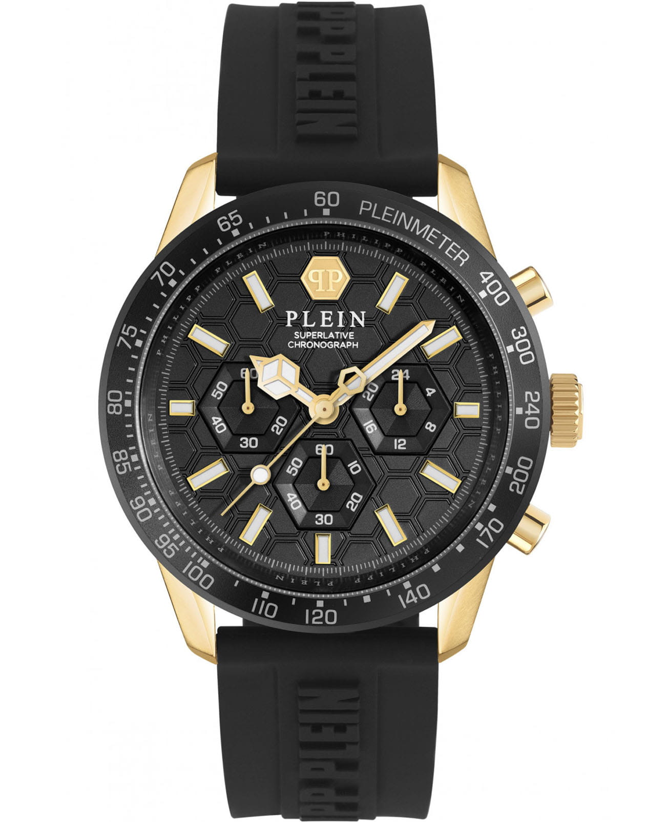 Philipp Plein Philipp Plein Pleinmeter PWPYA0224  PWPYA0224 кварцевые мужские часы черный циферблат, браслет силикон — вид спереди